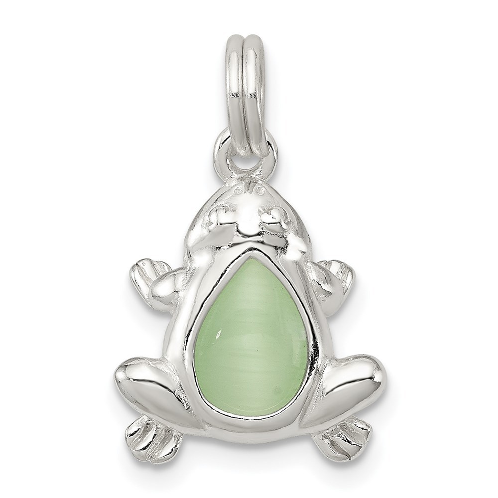 925 Sterling Silver Green Cats Eye Frog Bracelet or Necklace Charm